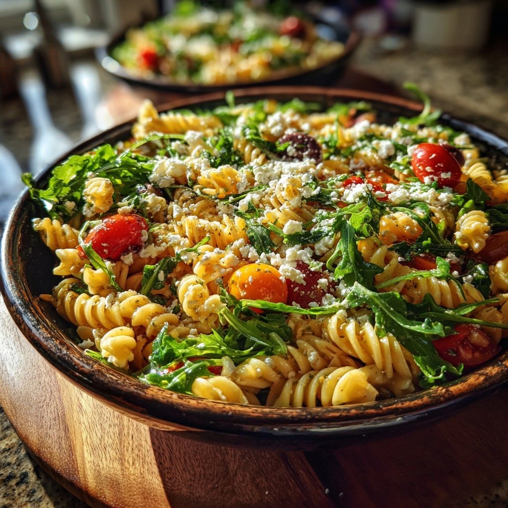 Mediterraner Nudelsalat Mit Rucola