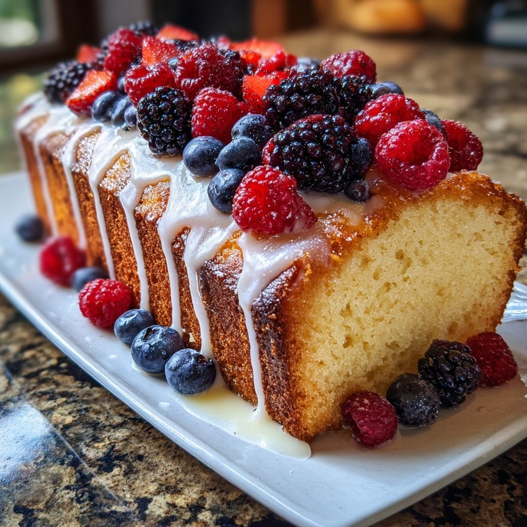 Zitronenkuchen mit Beeren