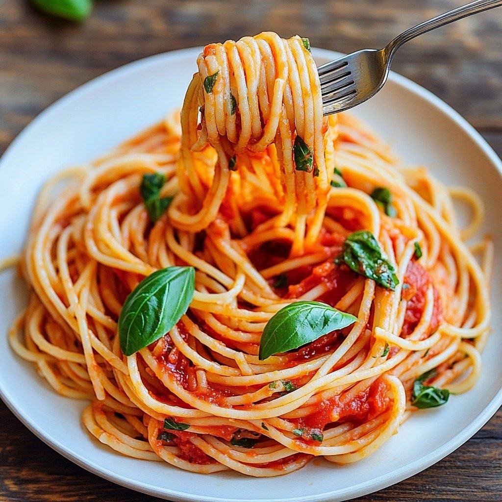 Spaghetti mit Tomaten-Basilikum-Sauce
