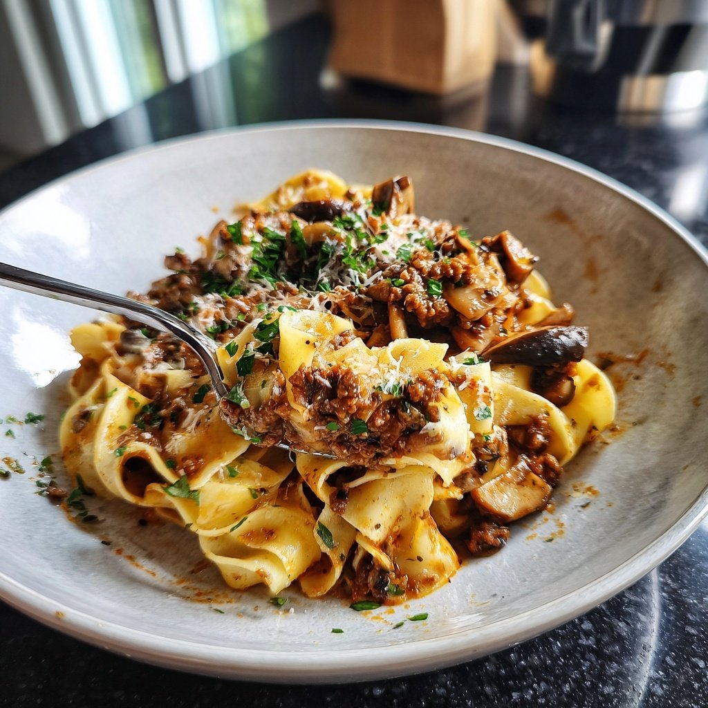 Pilz-Bolognese mit Tagliatelle