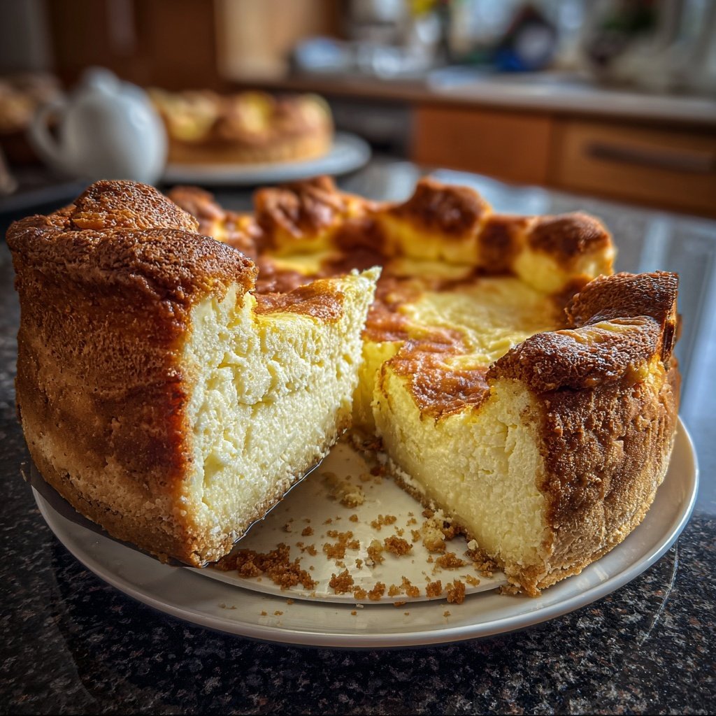 Käsekuchen mit Keksboden