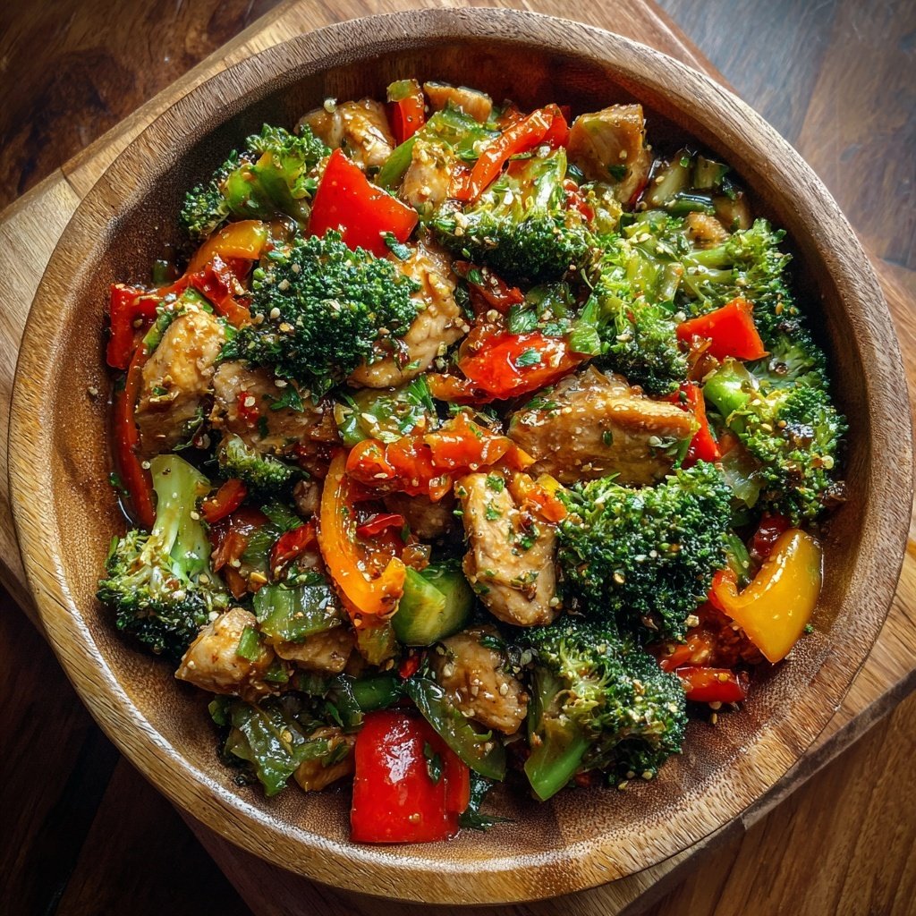 Kalorienarme Hähnchenpfanne Mit Brokkoli Und Paprika