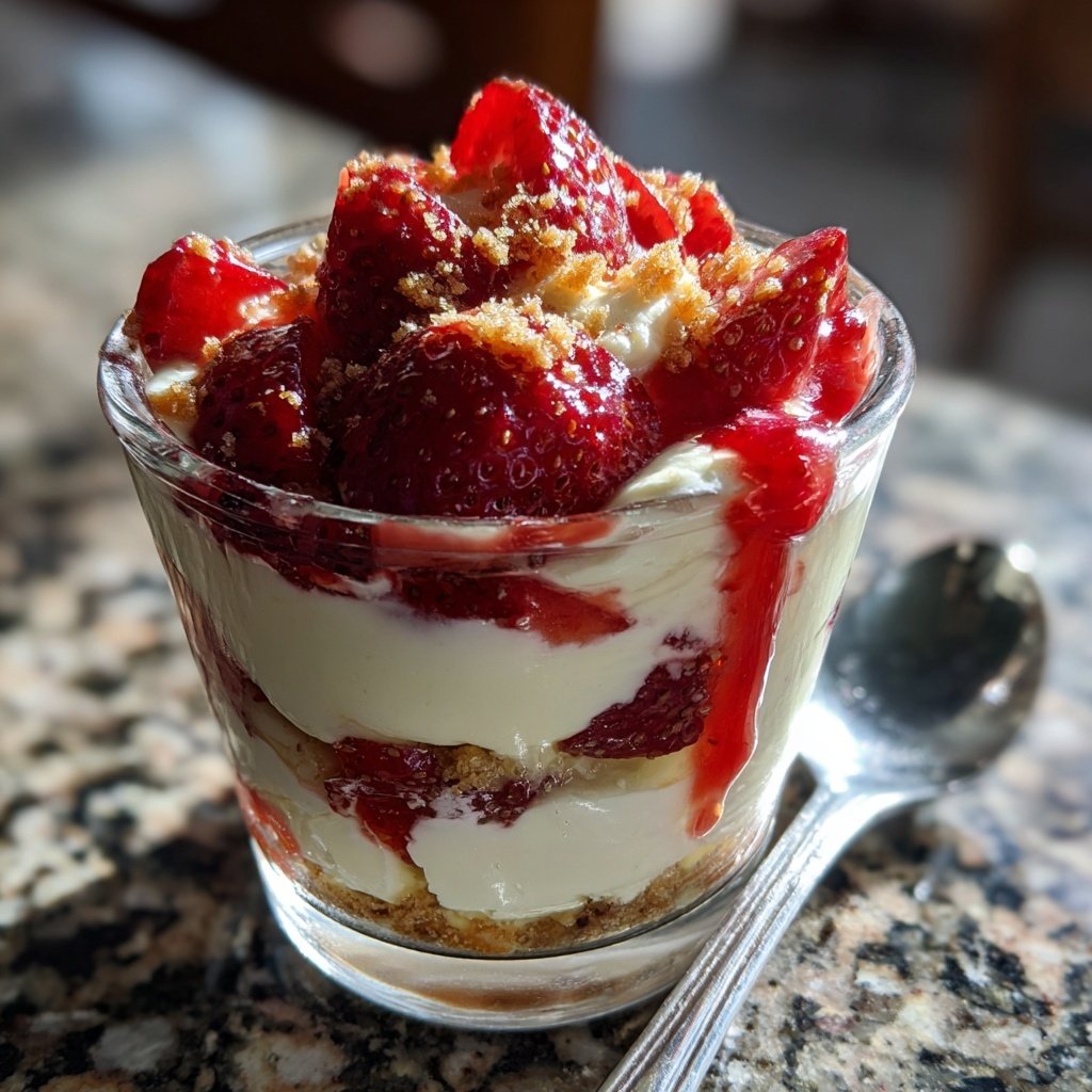 Dessert im Glas mit Erdbeeren und Mascarpone