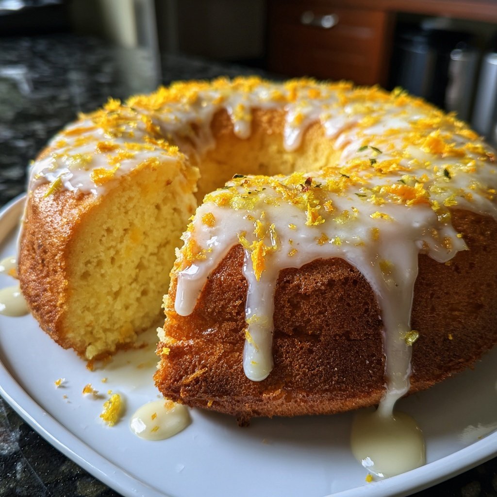 Zitronenkuchen mit Orangenabrieb